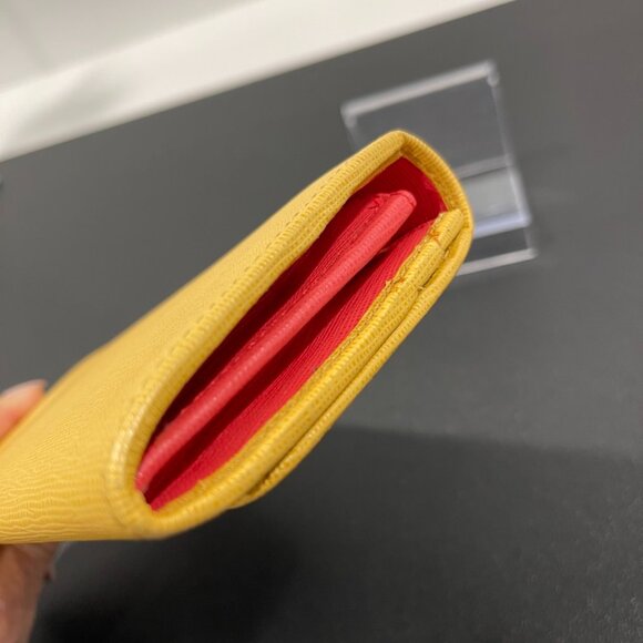 Fendi Yellow Leather Monster Eyes Red Black Long Continental Wallet (JB1345) - Picture 3 of 11